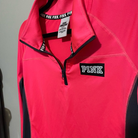 Victoria's Secret PINK Quarter Zip Longer Sleeve | Hot Pink & Black | Athletic - Picture 3 of 6